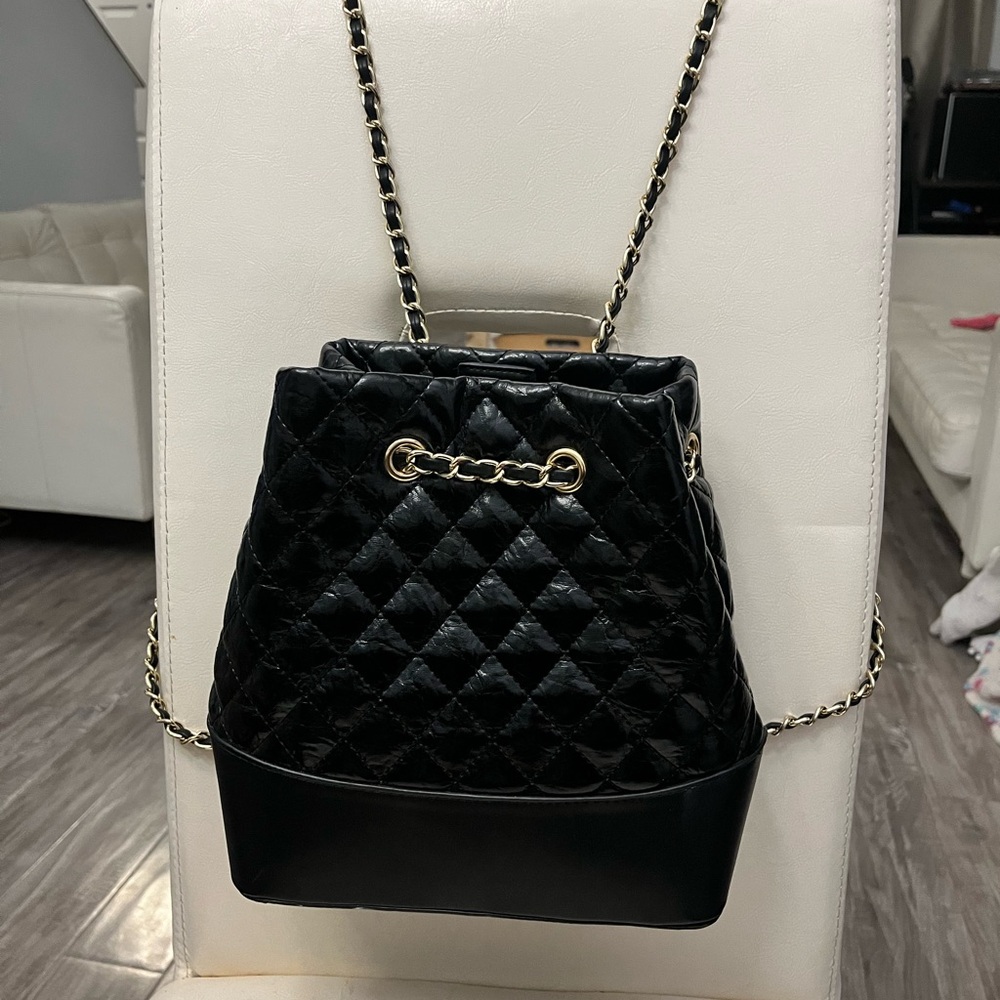 Billini Black Quilted Backpack with Chain Strap